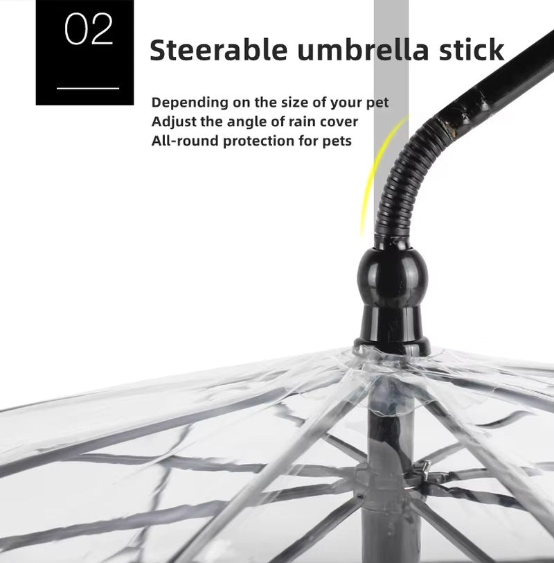 2023 New Pet Umbrella Leash Rainproof Snowproof Dog Umbrella Leash for Small Dogs Steerable Adjustable Doggy Outdoor Umbrella