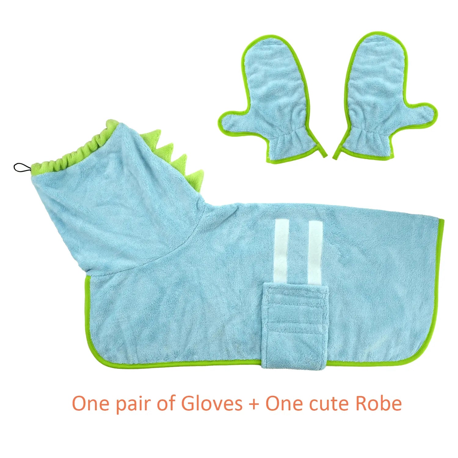 2 Counts Quick-Dry Dog Bathrobe Pet Towels Set, Adjustable Microfiber Robe with Drying Gloves, Ideal for Cold Weather and Beach Swimming